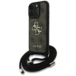 Guess 4G Big Logo Cord Strap Crossbody - Etui do iPhone 16 Pro (brązowy) (GUHCP16LP4GMGCRW)