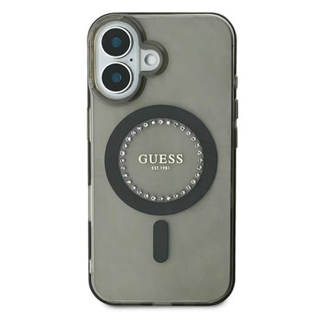 Guess IML Rhinestones MagSafe - Etui iPhone 16 Plus (czarny) (GUHMP16MPFTDTEK)