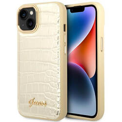 Guess Croco Collection – Etui iPhone 14 Plus (złoty) (GUHCP14MHGCRHD)