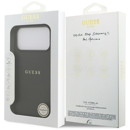 Guess Grained Ring MagSafe - Etui iPhone 17 Pro Max (czarny) (GUHMP17XPGHSMMK)