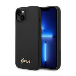 Guess Silicone Vintage - Etui iPhone 14 (czarny) (GUHCP14SSLSMK)