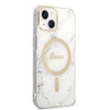 Guess Bundle Pack MagSafe IML Marble - Zestaw etui + ładowarka MagSafe iPhone 14 Plus (biały/złoty) (GUBPP14MHMEACSH)