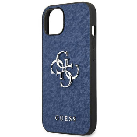 Guess Saffiano 4G Big Silver Logo - Etui iPhone 13 mini (niebieski) (GUHCP13SSA4GSBL)