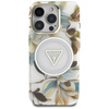 Guess Glitter Flowers Triangle Buttons MagSafe - Etui do iPhone 16 Pro (biały) (GUHMP16LHFLPEDH)