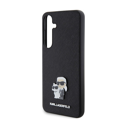 Karl Lagerfeld Saffiano Karl & Choupette Metal Pin - Etui Samsung Galaxy S24 (czarny) (KLHCS24SPSAKCMPK)