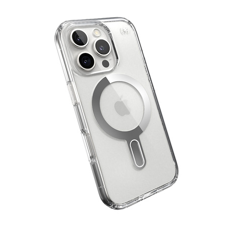 Speck Presidio Perfect-Clear ClickLock & MagSafe - Etui iPhone 16 Pro (Clear / Chrome Finish / Serene Silver) (150703-3199)