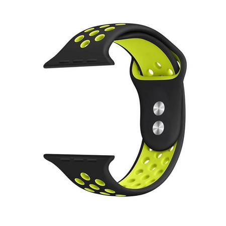 Crong Duo Sport - Pasek do Apple Watch 38/40/41/42 mm (czarny/limonkowy) (CRG-40DSB-YLW)