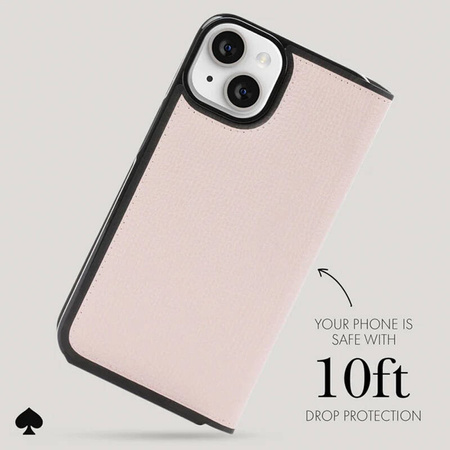 Kate Spade New York Wrap Folio Case - Skórzane etui z klapką iPhone 15 (Pale Vellum) (KS052460)