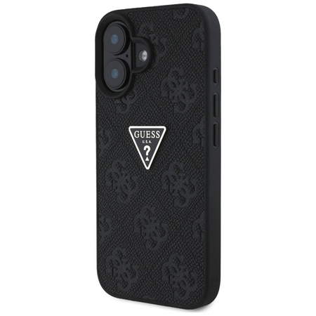Guess Hot Stamp 4G Pattern Triangle Metal Logo - Etui do iPhone 16 (czarny) (GUHCP16SPGP4STRK)