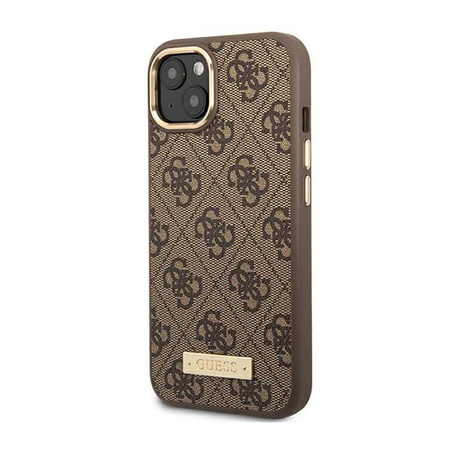 Guess 4G Logo Plate MagSafe - Etui iPhone 14 Plus (brązowy) (GUHMP14MU4GPRW)