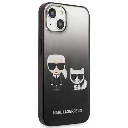 Karl Lagerfeld Gradient Ikonik Karl & Choupette - Etui iPhone 13  mini (czarny) (KLHCP13STGKCK)