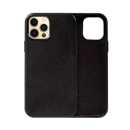 Crong Essential Cover - Etui ze skóry ekologicznej iPhone 12 Pro Max (czarny) (CRG-ESS-IP1267-BLK)