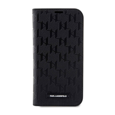 Karl Lagerfeld Booktype Saffiano Monogram - Etui iPhone 14 Pro (Czarny) (KLBKP14LSAKLHPK)