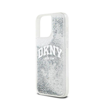 DKNY Liquid Glitter Big Logo - Etui iPhone 15 Pro (biały) (DKHCP15LLBNAET)