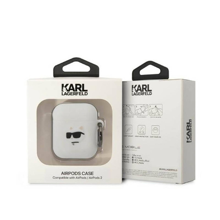 Karl Lagerfeld Silicone NFT Choupette Head 3D - Etui AirPods 1/2 gen (biały) (KLA2RUNCHH)