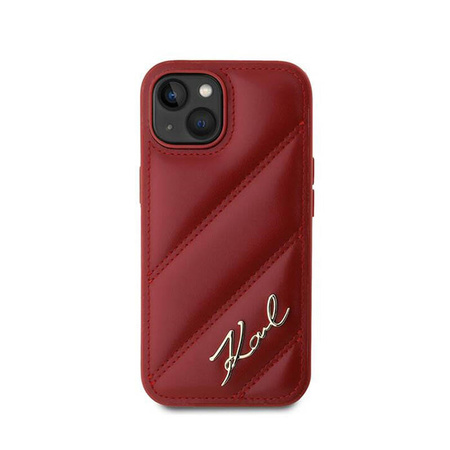 Karl Lagerfeld Diagonal Quilted Script - Etui iPhone 15 / 14 / 13 (czerwony) (KLHCP15SPQDSMGR)