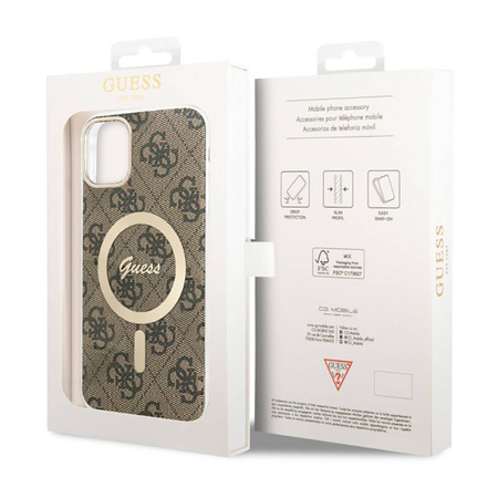 Guess 4G MagSafe - Etui iPhone 11 (Brązowy) (GUHMN61H4STW)