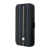BMW Booktype Leather Stamp Blue Lines - Etui iPhone 14 Pro Max (czarny) (BMBKP14X22RVSK)