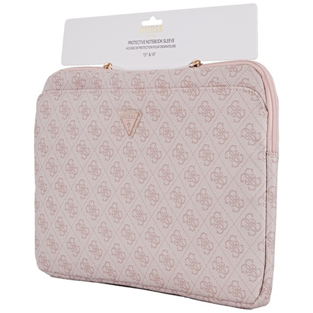 Guess 4G Zipper Pocket Triangle Logo Sleeve - Etui na notebooka 14" (różowy) (GUCS14ZP4DPTP)