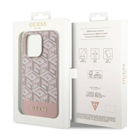 Guess GCube Stripes MagSafe - Etui iPhone 14 Pro (Różowy) (GUHMP14LHGCFSEP)