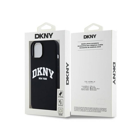 DKNY Liquid Silicone White Printed Logo MagSafe - Etui iPhone 15 Plus / 14 Plus (czarny) (DKHMP15MSNYACH)