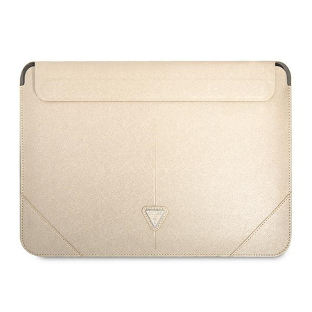 Guess Saffiano Triangle Logo Sleeve - Etui na notebooka 13" / 14" (beżowy) (GUCS14PSATLE)