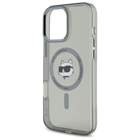 Karl Lagerfeld IML Metal Choupette Head MagSafe - Etui iPhone 16 Pro Max (czarny) (KLHMP16XHLSCHK)