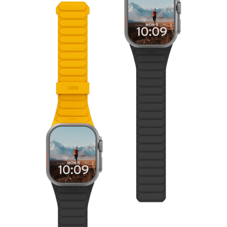 UAG Pathfinder - silikonowy dwustronny pasek magnetyczny do Apple Watch seria: 1-3, 42mm / series 4-6 & SE 1-3, 44mm / series 7-9, 45mm / series 10-11, 46mm / Ultra 1-3, 49mm (heritage yellow / black) (194161118240)