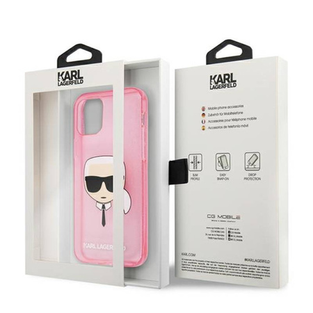 Karl Lagerfeld Karl’s Head Glitter - Etui iPhone 13 Mini (różowy) (KLHCP13SKHTUGLP)