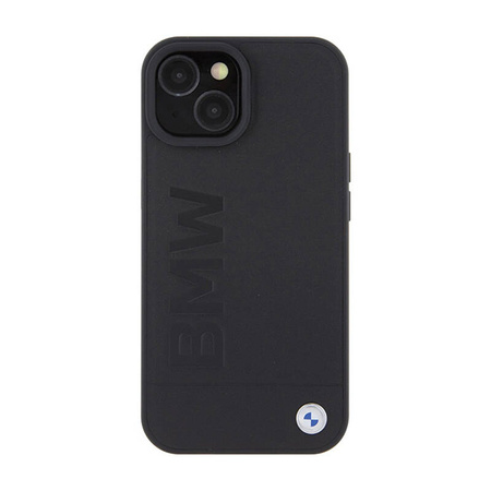 BMW Leather Hot Stamp - Etui iPhone 15 Plus (czarny) (BMHCP15MSLLBK)