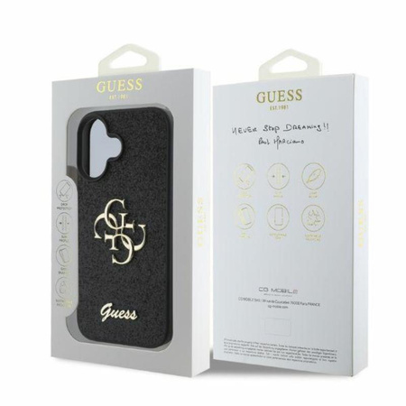 Guess Fixed Glitter Big 4G - Etui iPhone 16 (czarny) (GUHCP16SHG4SGK)