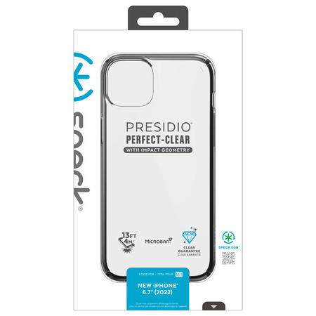 Speck Presidio Perfect-Clear with Impact Geometry - Etui iPhone 15 Plus / 14 Plus z powłoką MICROBAN (Clear / Black) (150124-5905)