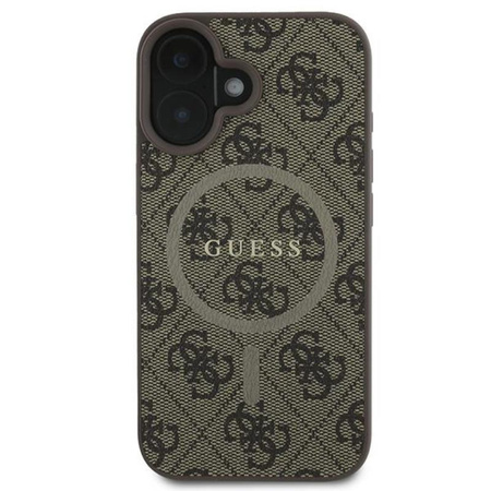Guess 4G Ring Classic Logo MagSafe - Etui iPhone 16 Plus (brązowy) (GUHMP16MG4GFRW)