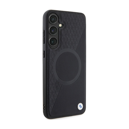 BMW Leather Half Textured & Circle MagSafe - Etui Samsung Galaxy S24 (czarny) (BMHMS24S23RTPK)