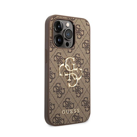 Guess 4G Big Metal Logo - Etui iPhone 15 Pro (brązowy) (GUHCP15L4GMGBR)