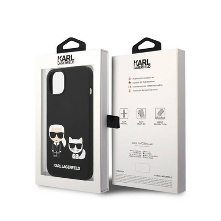 Karl Lagerfeld Liquid Silicone Karl & Choupette MagSafe - Etui iPhone 14 Plus (czarny) (KLHMP14MSSKCK)