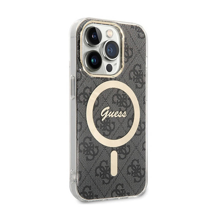 Guess 4G MagSafe - Etui iPhone 15 Pro (czarny) (GUHMP15LH4STK)