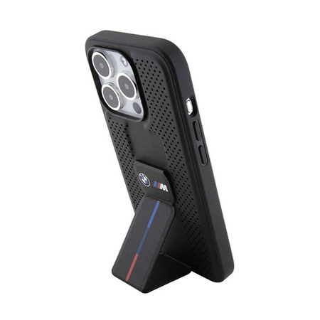 BMW Grip Stand Smooth & Perforated - Etui iPhone 15 Pro (czarny) (BMHCP15LGSPPRK)