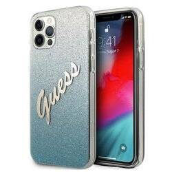 Guess Glitter Gradient Script - Etui iPhone 12 Pro Max (niebieski) (GUHCP12LPCUGLSBL)