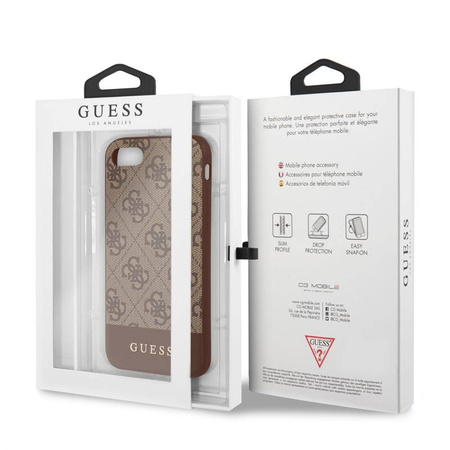Guess 4G Bottom Stripe Collection - Etui iPhone SE 2020 / 8 / 7 (brązowy) (GUHCI8G4GLBR)