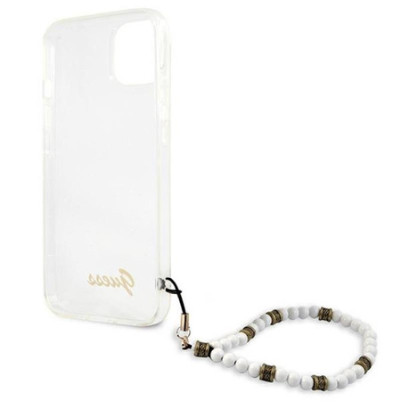 Guess White Pearl Strap - Etui iPhone 13 Mini (przezroczysty) (GUHCP13SKPSWH)