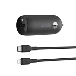 Belkin Ładowarka samochodowa 30W USB-C, PD, PPS, czarna + kabel Lightning (CCA004BT1MBK-B5)