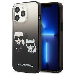 Karl Lagerfeld Gradient Ikonik Karl & Choupette - Etui iPhone 13 Pro (czarny) (KLHCP13LTGKCK)