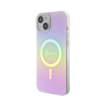 Guess IML Iridescent MagSafe - Etui iPhone 15 Plus (różowy) (GUHMP15MHITSP)