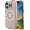Guess IML Metal Glitter 4G Circle Triangle MagSafe - Etui do iPhone 16 Pro (różowy) (GUHMP16LHG4PRTGP)