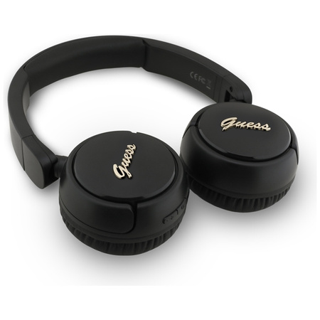 Guess Metal Logo Script - Bezprzewodowe słuchawki nauszne Bluetooth V5.3 (czarny) (GUBHV6SCK)