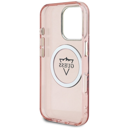 Guess IML Metal Mountain Logo MagSafe - Etui do iPhone 16 Pro Max (różowy) (GUHMP16XHFGTMSLSP)