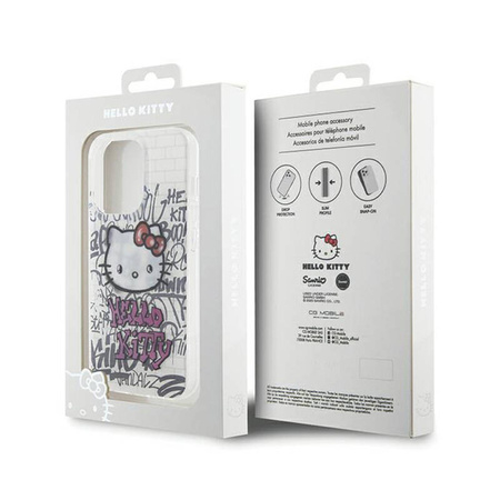 Hello Kitty IML Kitty On Bricks Graffiti - Etui iPhone 15 Pro Max (biały) (HKHCP15XHDGPHT)