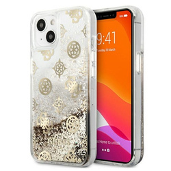 Guess Peony Liquid Glitter - Etui iPhone 13 mini (złoty) (GUHCP13SLGPEGO)