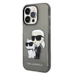 Karl Lagerfeld IML Glitter NFT Karl & Choupette - Etui iPhone 14 Pro Max (czarny) (KLHCP14XHNKCTGK)